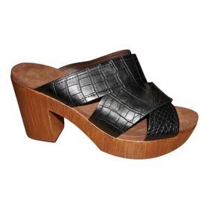 White Mountain Footbeds Black Faux Croc Platform Heels NIB Women’s Size 9